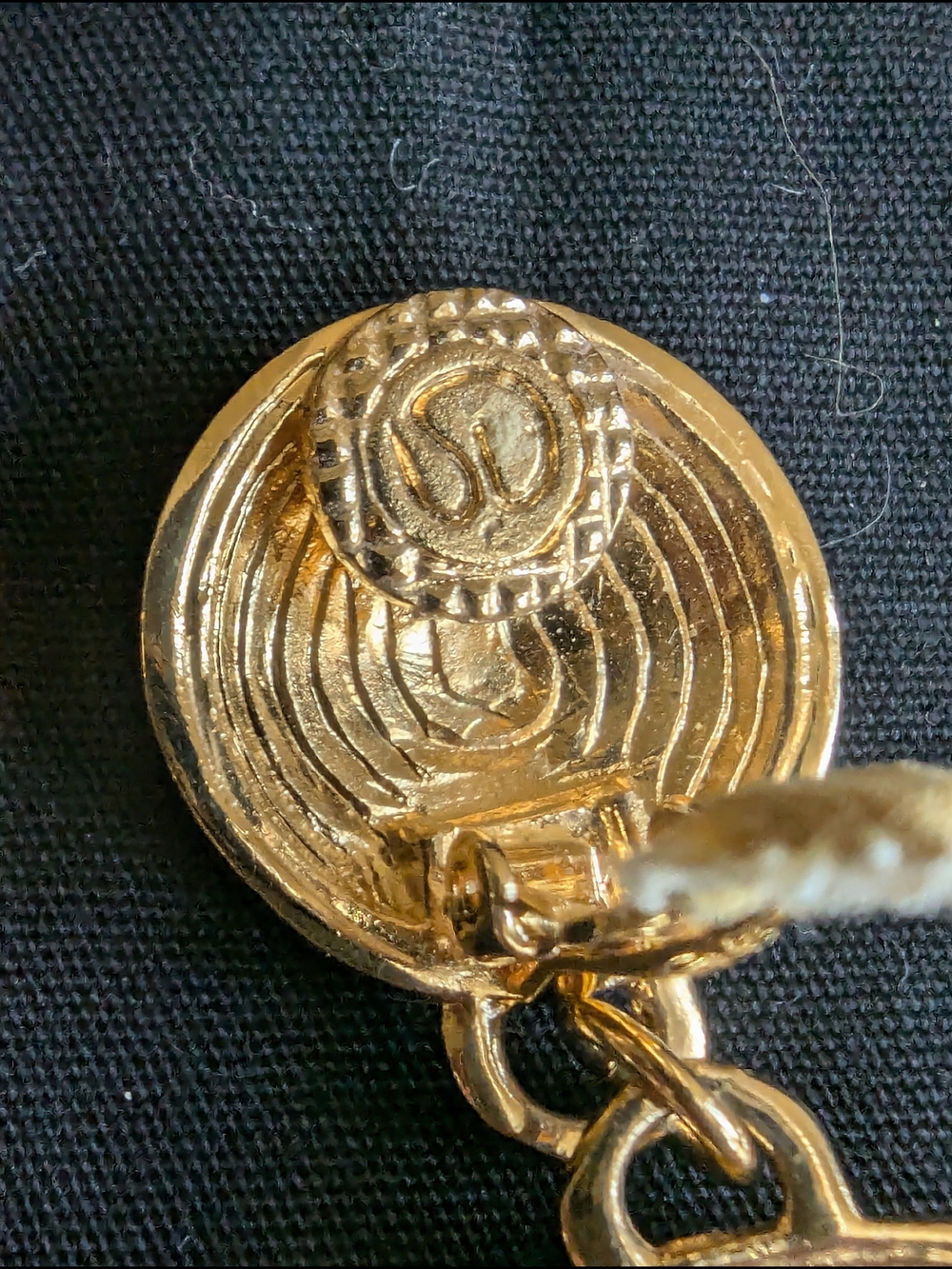 St. John Gold and Cream Circular Drop Earrings - Picture 7 of 10